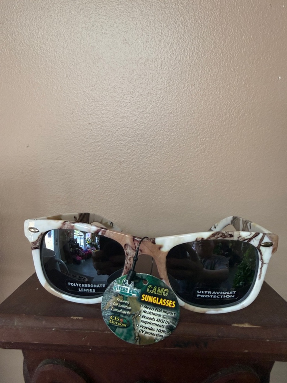 White Camo Print Sunglasses with Mirrored Lenses